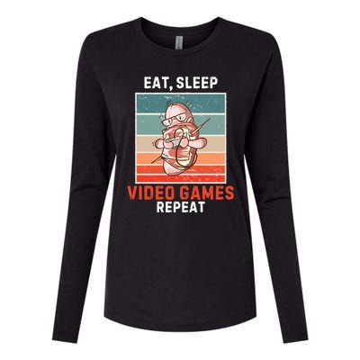 Bacon Eat Sleep Video Games Repeat Vintage Video Games Great Gift Womens Cotton Relaxed Long Sleeve T-Shirt