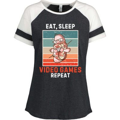 Bacon Eat Sleep Video Games Repeat Vintage Video Games Great Gift Enza Ladies Jersey Colorblock Tee