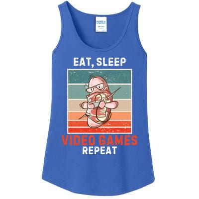 Bacon Eat Sleep Video Games Repeat Vintage Video Games Great Gift Ladies Essential Tank