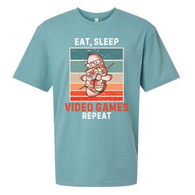 Bacon Eat Sleep Video Games Repeat Vintage Video Games Great Gift Sueded Cloud Jersey T-Shirt