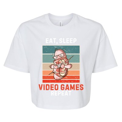 Bacon Eat Sleep Video Games Repeat Vintage Video Games Great Gift Bella+Canvas Jersey Crop Tee