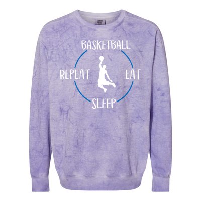 Basketball Eat Sleep Repeat Gift For Basketball Players Colorblast Crewneck Sweatshirt