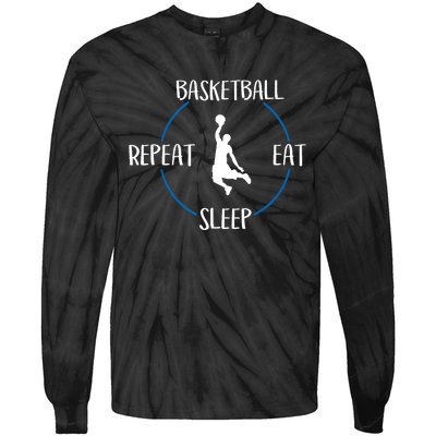 Basketball Eat Sleep Repeat Gift For Basketball Players Tie-Dye Long Sleeve Shirt