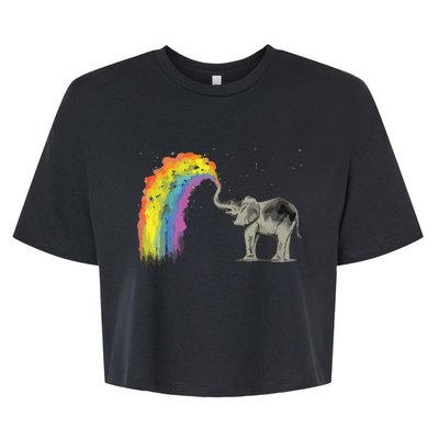 Baby Elephant Spraying Rainbow Bella+Canvas Jersey Crop Tee