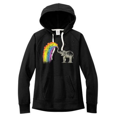 Baby Elephant Spraying Rainbow Women's Fleece Hoodie