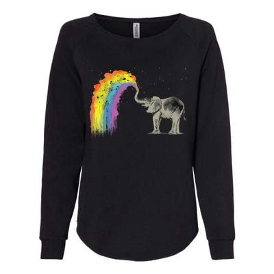 Baby Elephant Spraying Rainbow Womens California Wash Sweatshirt