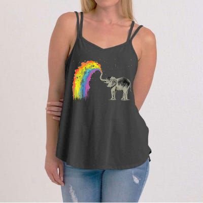 Baby Elephant Spraying Rainbow Women's Strappy Tank