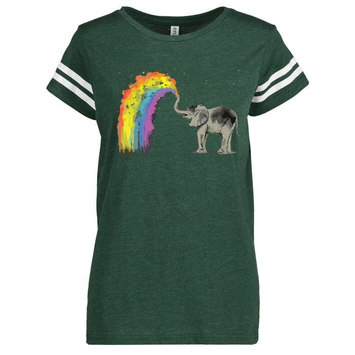 Baby Elephant Spraying Rainbow Enza Ladies Jersey Football T-Shirt