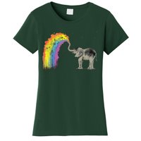 Baby Elephant Spraying Rainbow Women's T-Shirt