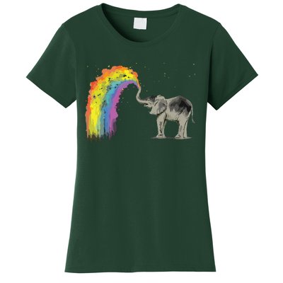 Baby Elephant Spraying Rainbow Women's T-Shirt