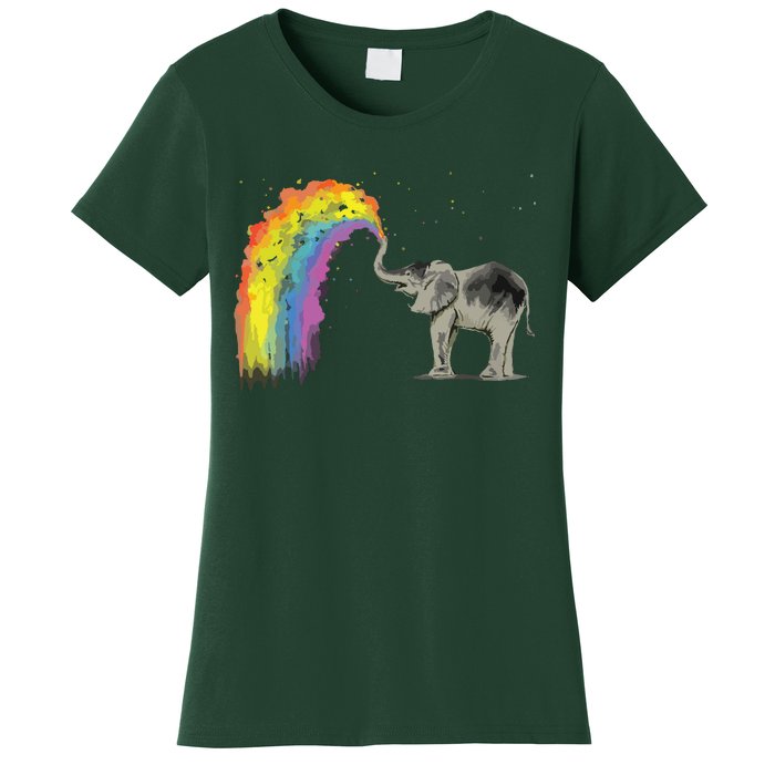 Baby Elephant Spraying Rainbow Women's T-Shirt