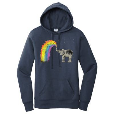 Baby Elephant Spraying Rainbow Women's Pullover Hoodie