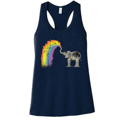 Baby Elephant Spraying Rainbow Women's Racerback Tank