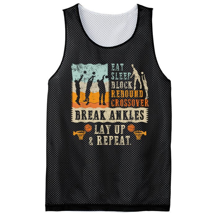 Basketball Eat Sleep Block Rebound Crossover Break Ankles Mesh Reversible Basketball Jersey Tank