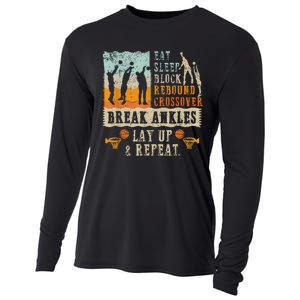 Basketball Eat Sleep Block Rebound Crossover Break Ankles Cooling Performance Long Sleeve Crew