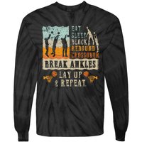 Basketball Eat Sleep Block Rebound Crossover Break Ankles Tie-Dye Long Sleeve Shirt