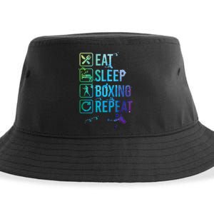 Boxing Eat Sleep Repeat Watercolor Gift Sustainable Bucket Hat