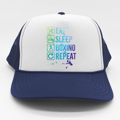 Boxing Eat Sleep Repeat Watercolor Gift Trucker Hat