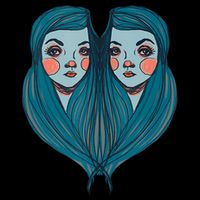 Big Eyes Sad Twin Drawing Retro Mod Blue Hair Kawaii Backpack