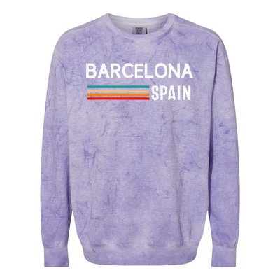 Barcelona Espana Spain Est. Souvenir Flag Map Vacation Colorblast Crewneck Sweatshirt