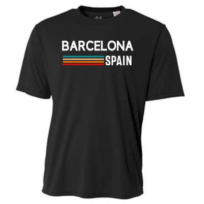 Barcelona Espana Spain Est. Souvenir Flag Map Vacation Cooling Performance Crew T-Shirt