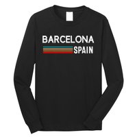 Barcelona Espana Spain Est. Souvenir Flag Map Vacation Long Sleeve Shirt