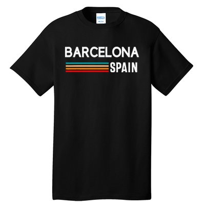 Barcelona Espana Spain Est. Souvenir Flag Map Vacation Tall T-Shirt