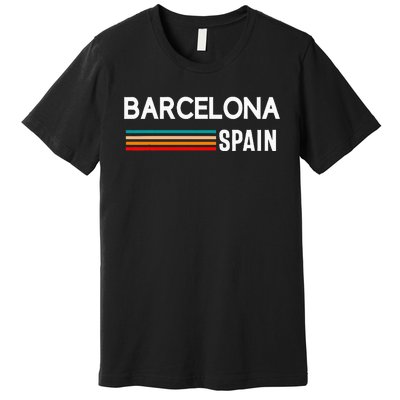 Barcelona Espana Spain Est. Souvenir Flag Map Vacation Premium T-Shirt