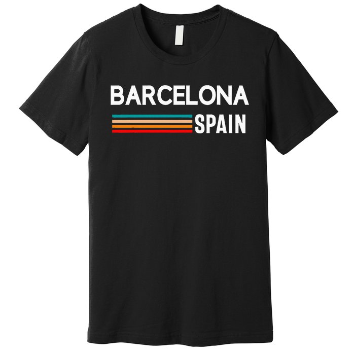 Barcelona Espana Spain Est. Souvenir Flag Map Vacation Premium T-Shirt