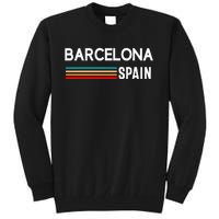 Barcelona Espana Spain Est. Souvenir Flag Map Vacation Tall Sweatshirt