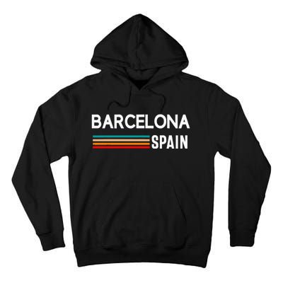 Barcelona Espana Spain Est. Souvenir Flag Map Vacation Tall Hoodie