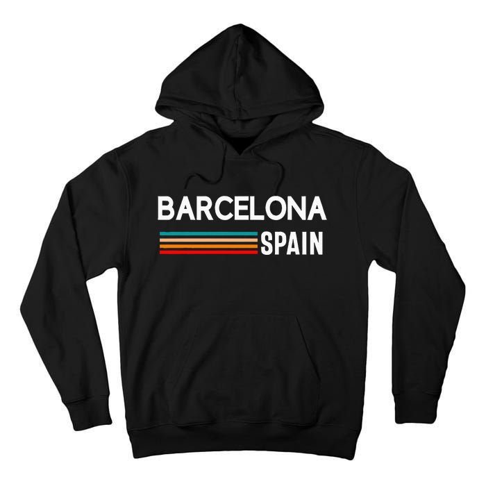 Barcelona Espana Spain Est. Souvenir Flag Map Vacation Tall Hoodie