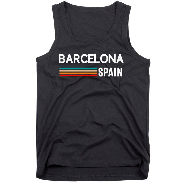 Barcelona Espana Spain Est. Souvenir Flag Map Vacation Tank Top