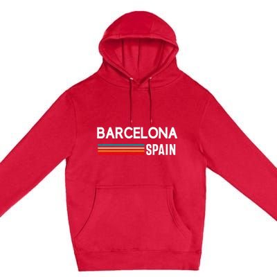 Barcelona Espana Spain Est. Souvenir Flag Map Vacation Premium Pullover Hoodie