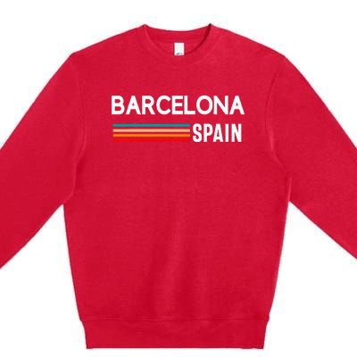 Barcelona Espana Spain Est. Souvenir Flag Map Vacation Premium Crewneck Sweatshirt