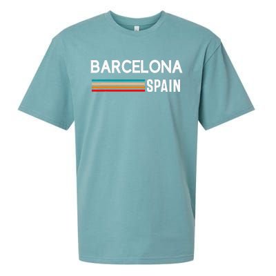 Barcelona Espana Spain Est. Souvenir Flag Map Vacation Sueded Cloud Jersey T-Shirt