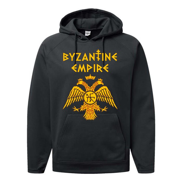 Byzantine Empire Symbol And Orthodox Cross Performance Fleece Hoodie