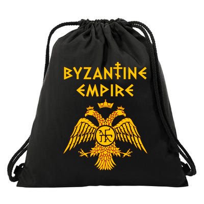 Byzantine Empire Symbol And Orthodox Cross Drawstring Bag