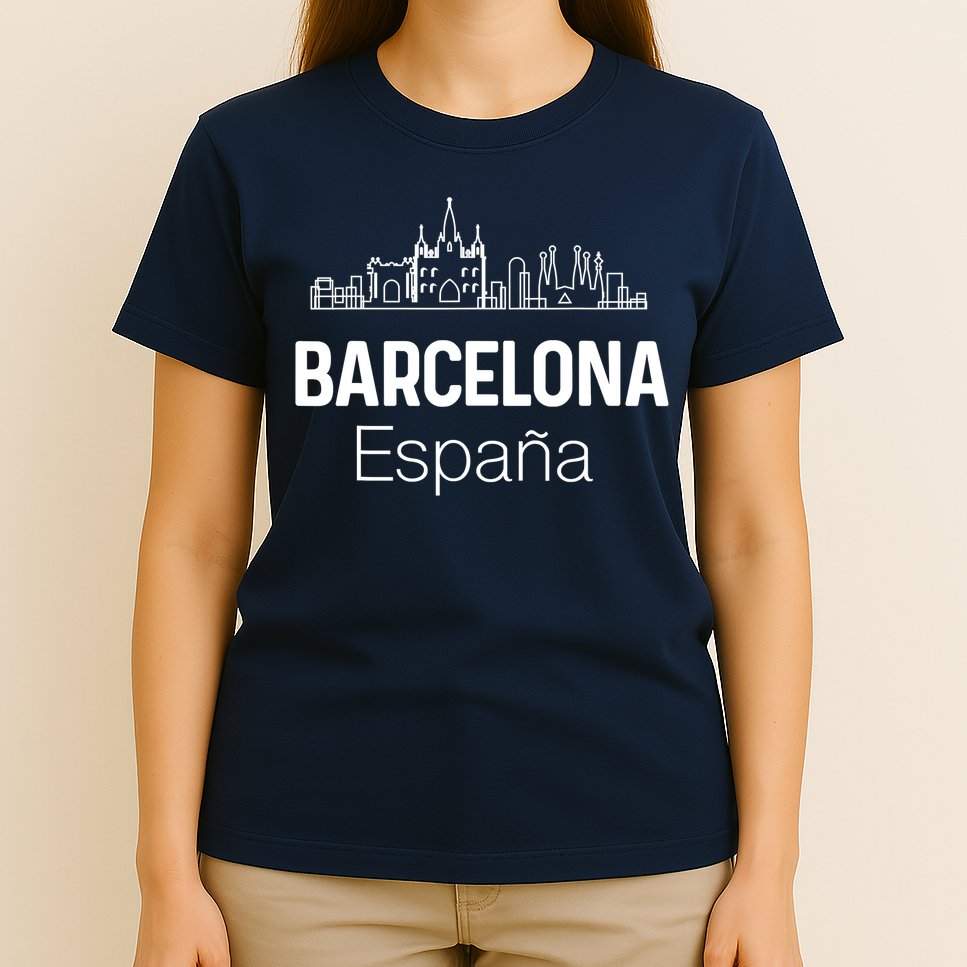 Barcelona Espana Spain Est Souvenir Flag Map Vacation T-Shirt