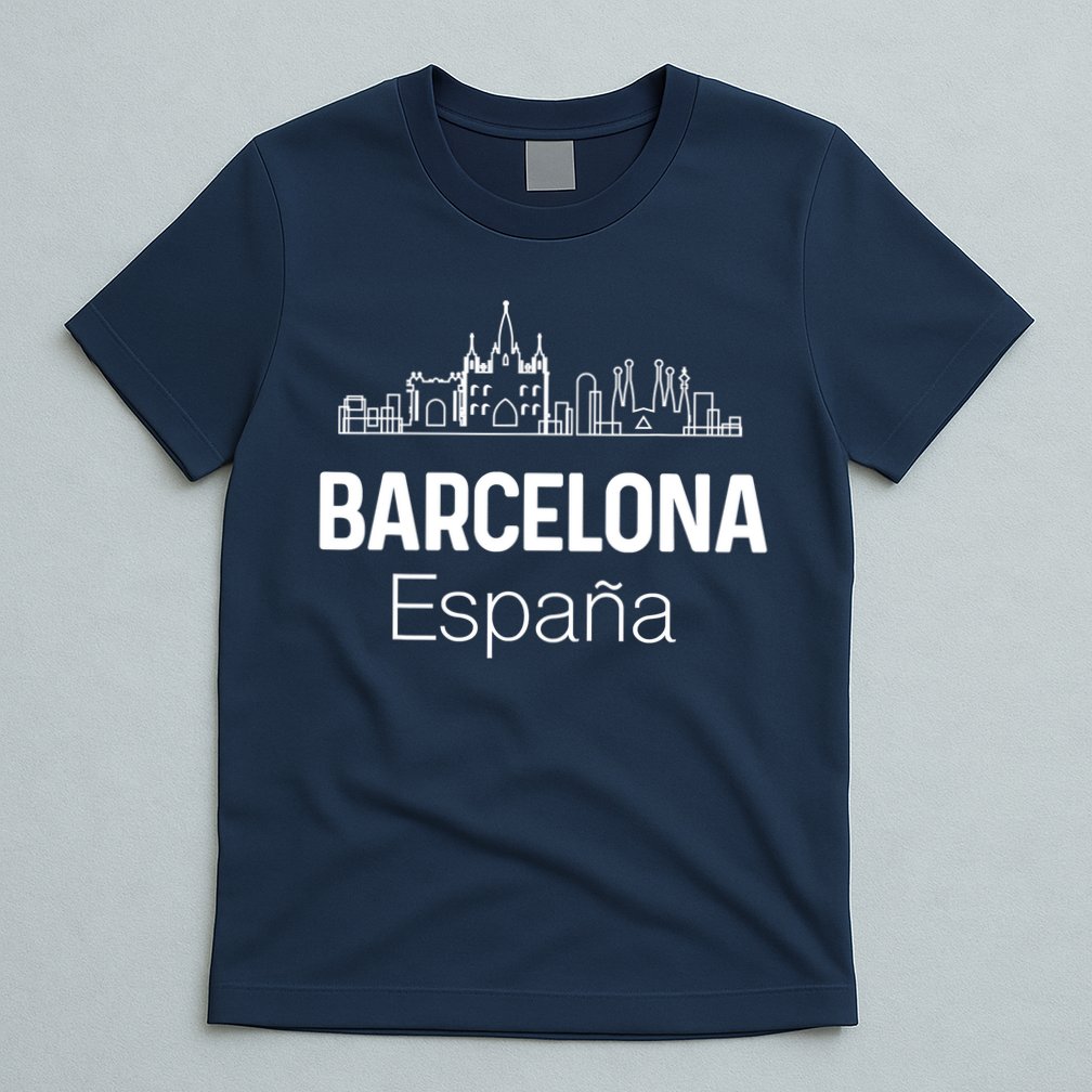Barcelona Espana Spain Est Souvenir Flag Map Vacation T-Shirt