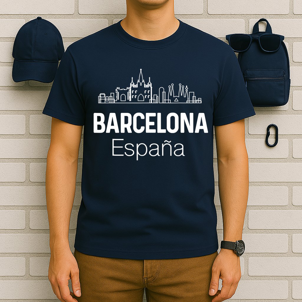 Barcelona Espana Spain Est Souvenir Flag Map Vacation T-Shirt
