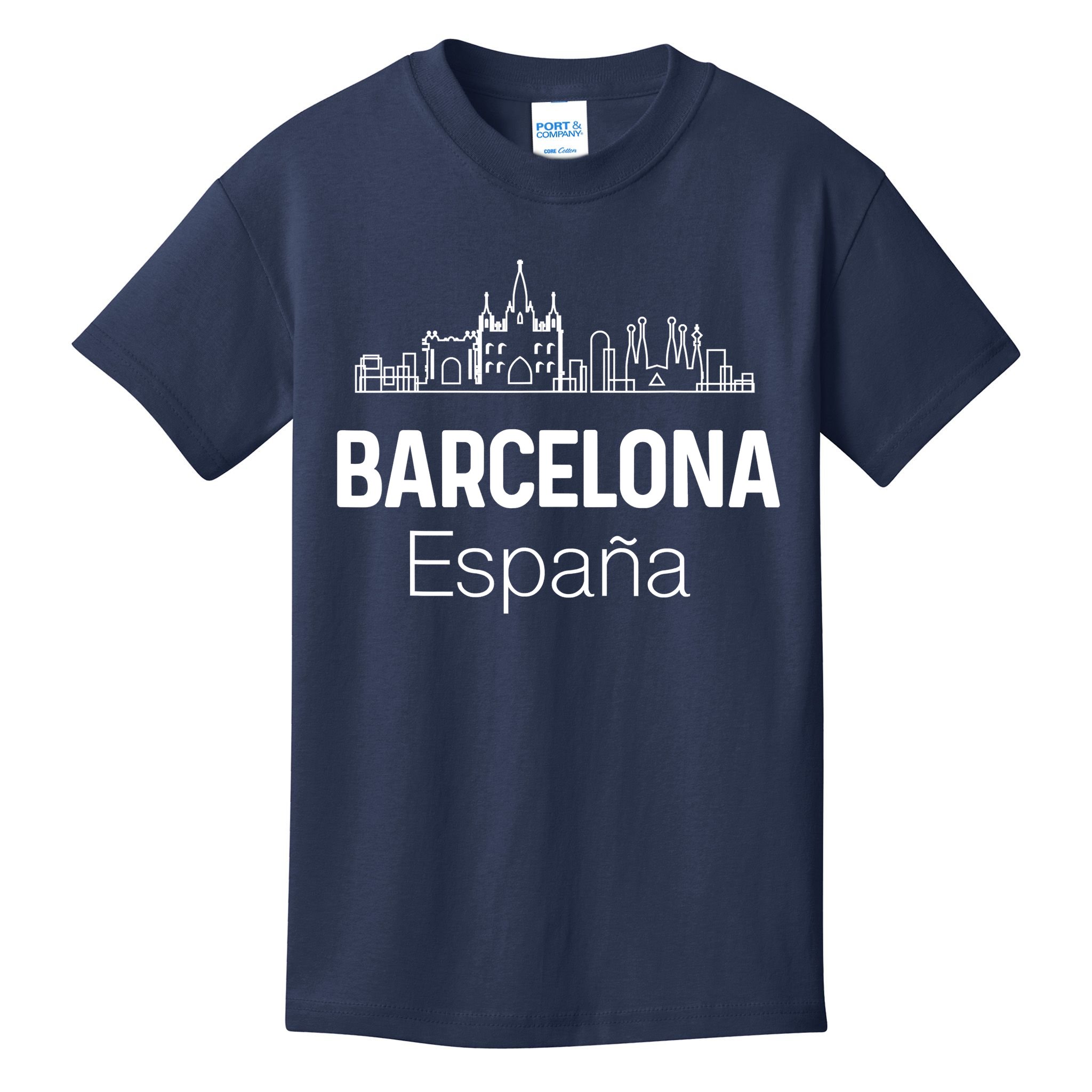 Barcelona Espana Spain Est Souvenir Flag Map Vacation Kids T-Shirt
