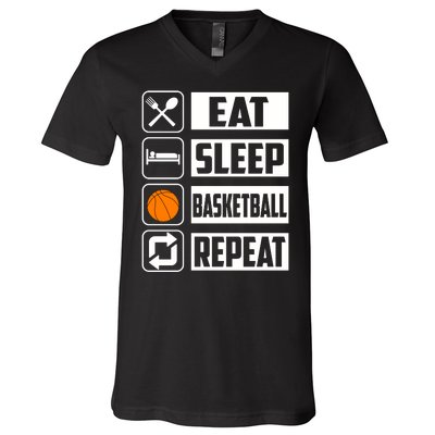 Basketball Eat Sleep Basketball Repeat V-Neck T-Shirt