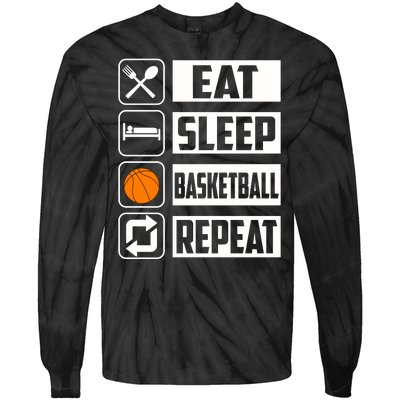 Basketball Eat Sleep Basketball Repeat Tie-Dye Long Sleeve Shirt