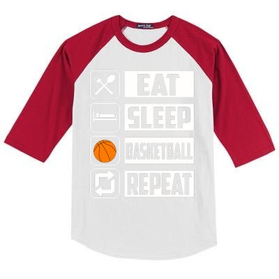 Basketball Eat Sleep Basketball Repeat Kids Colorblock Raglan Jersey