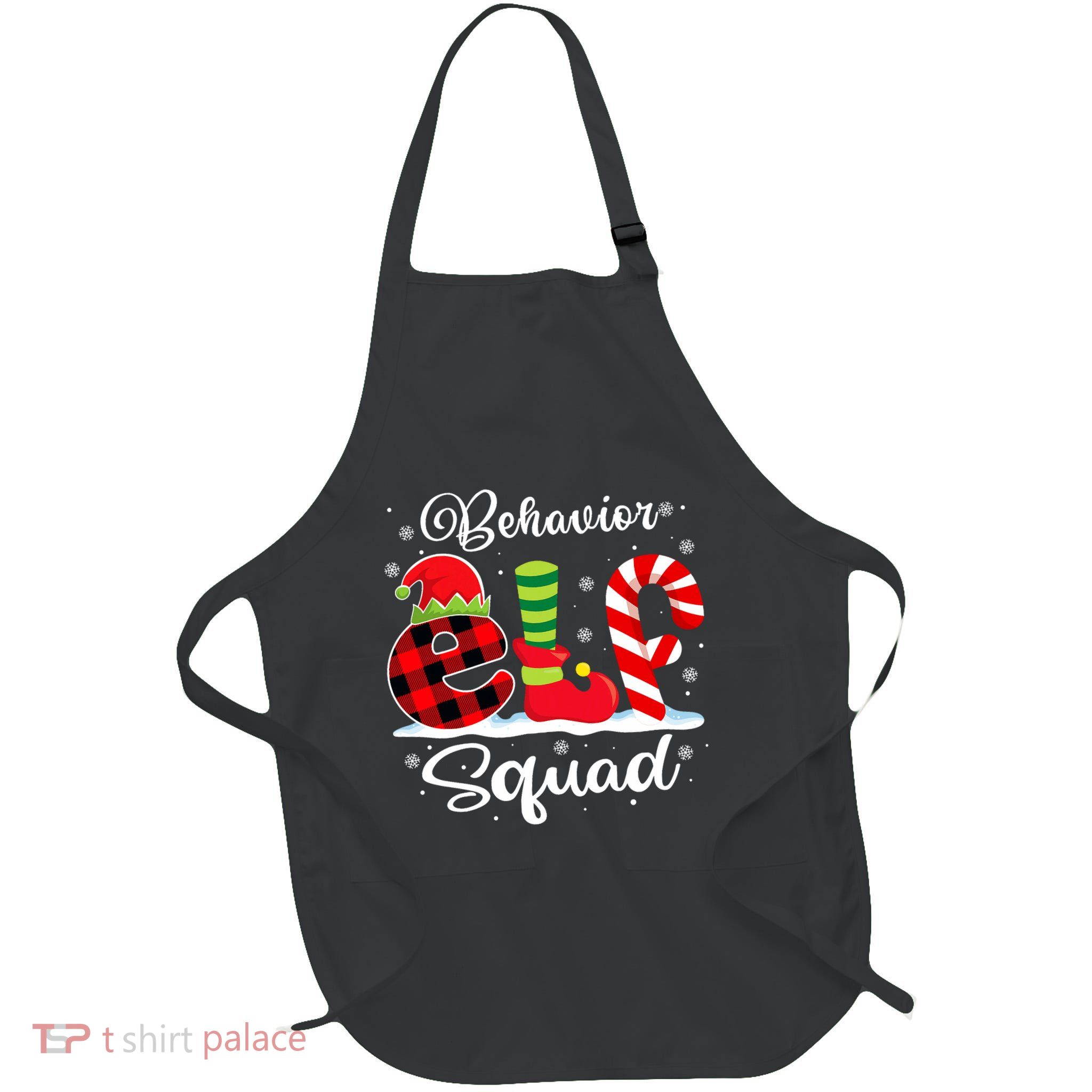 Behavior Elf Squad Christmas Behavior Tech Matching Full-Length Apron With Pockets