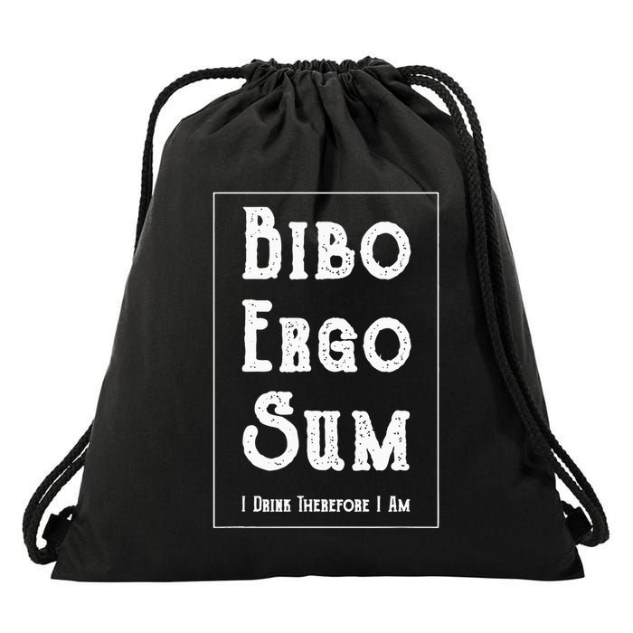 Bibo Ergo Sum I Drink Therefore I Am Latin Alcohol Drawstring Bag