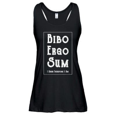 Bibo Ergo Sum I Drink Therefore I Am Latin Alcohol Ladies Essential Flowy Tank