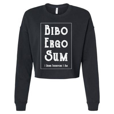 Bibo Ergo Sum I Drink Therefore I Am Latin Alcohol Cropped Pullover Crew