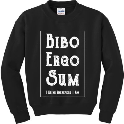 Bibo Ergo Sum I Drink Therefore I Am Latin Alcohol Kids Sweatshirt